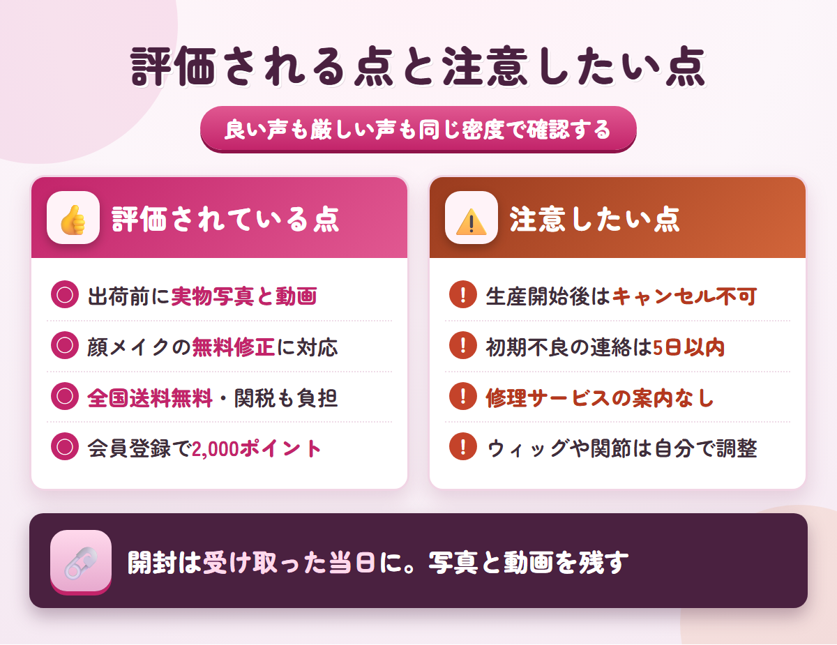 SWEETメイトの口コミで評価される点と注意したい点を左右に対比した図解